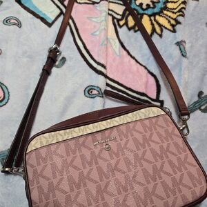 Michael Kors Burgundy and Cream Crossbody Bag